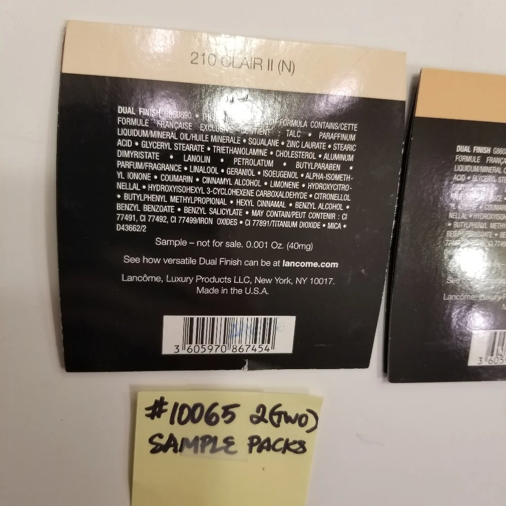✅Lancòme Dual Finish Powder 2 *SAMPLE* Packs with Puffs #10065, B39C